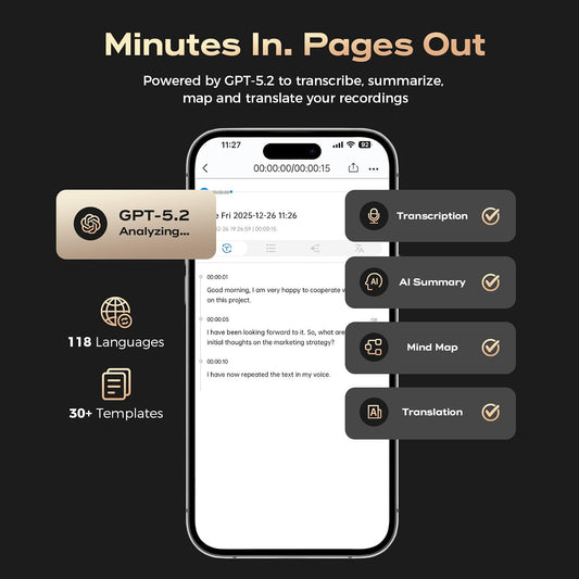 ZekNeo AI Voice Recorder, Transcribe & Summarize with AI, Note Taker for Meetings & Calls