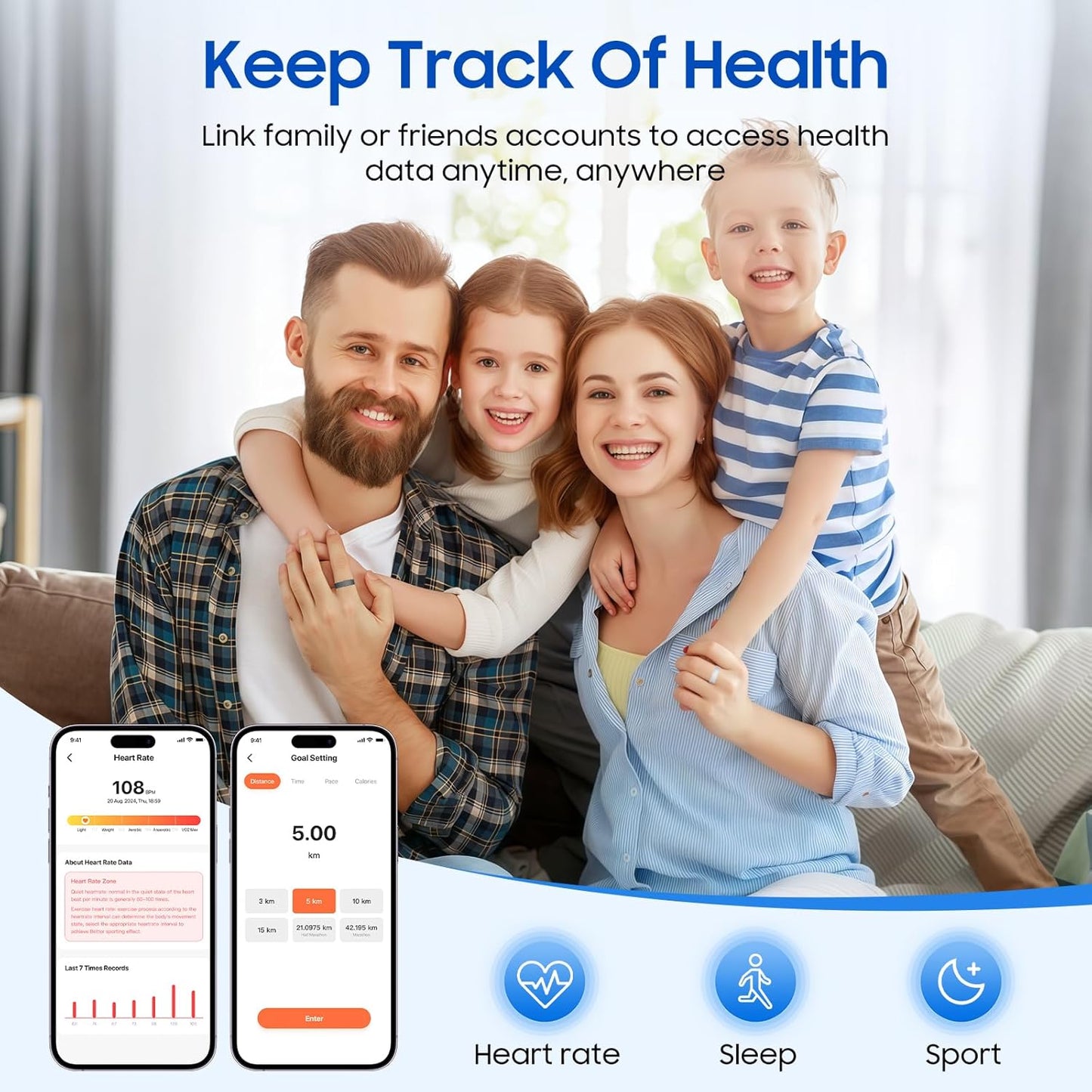 ZekNeo Smart Health Ring, Featuring Stress and Sleep Monitoring Functions