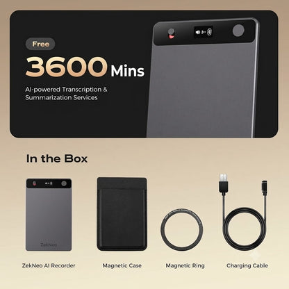ZekNeo AI Voice Recorder, Transcribe & Summarize with AI, Note Taker for Meetings & Calls
